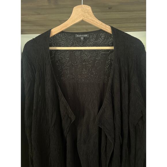 Eileen Fisher Cardigan Textured Cotton Blend in Black Sz M - Picture 5 of 5